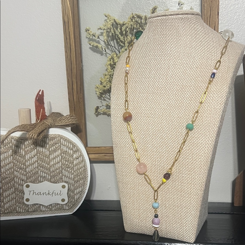 Gold and Multicolor Beaded Necklace